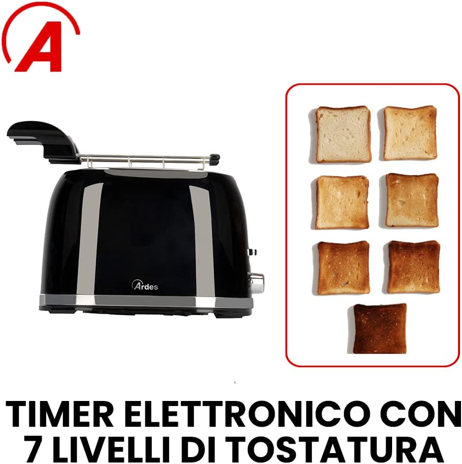 ARDES - ARTOAST03 TOSTO PRESTIGE Toaster mit gefüllten Toastzangen - 2 Timer für 7 Röstungen - Toast