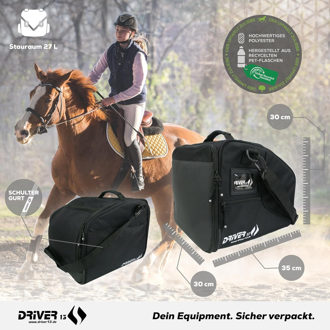 Driver13 Reitstiefelrucksack Reitstiefeltasche Stiefeletten Taschen Deluxe mit Helmfach für Reitstie