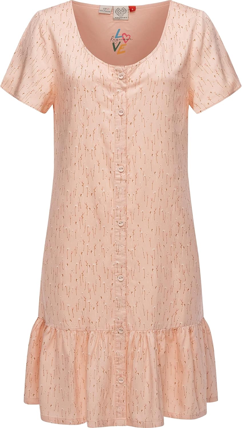 Ragwear Damen Kleid Sommerkleid kurz mit Knopfleiste Fialina XS-XXL S Kurz Nude, S Kurz Nude
