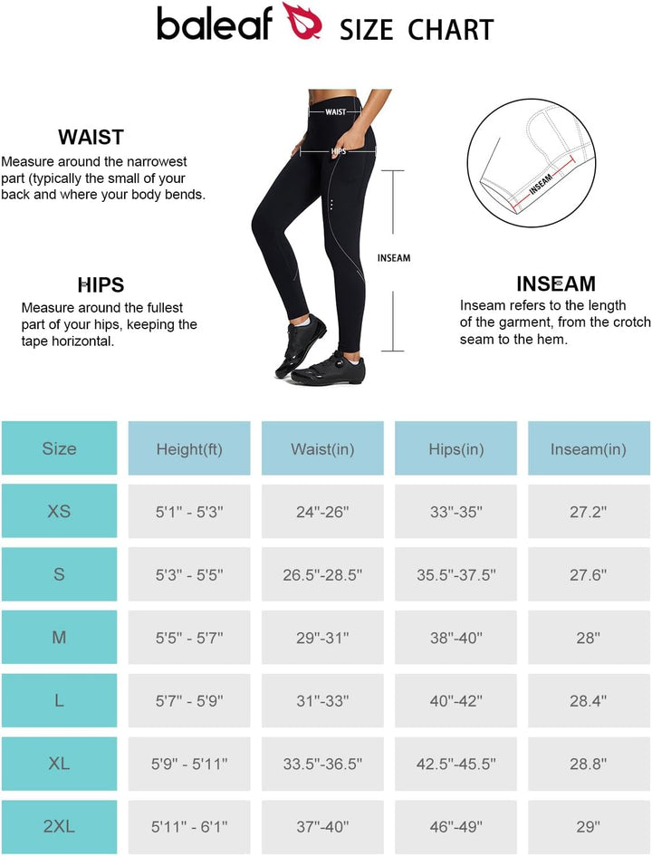 baleaf 4D Gepolstert Winter Fahrradhose Damen Warm Winddicht | Fleece Gefütterte, Wasserdicht Winddi