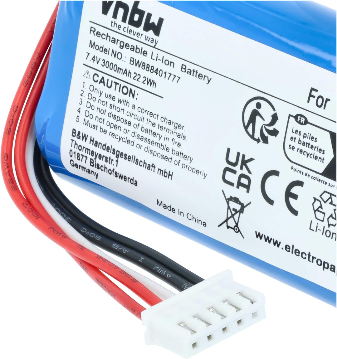 vhbw Akku kompatibel mit Sony SRS-XB33, SRS-XB31 Lautsprecher Boxen Speaker (3000 mAh, 7,4 V, Li-Ion