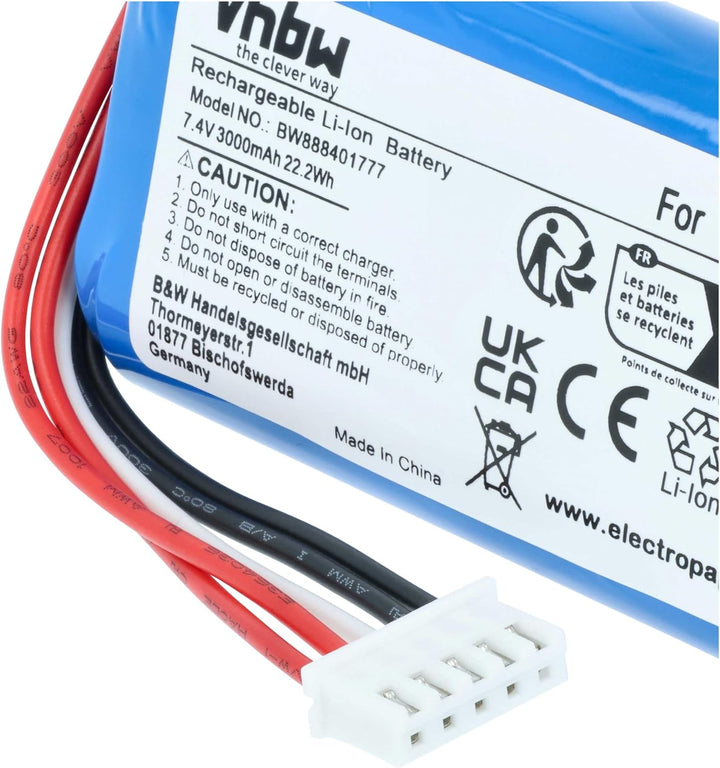 vhbw Akku kompatibel mit Sony SRS-XB33, SRS-XB31 Lautsprecher Boxen Speaker (3000 mAh, 7,4 V, Li-Ion