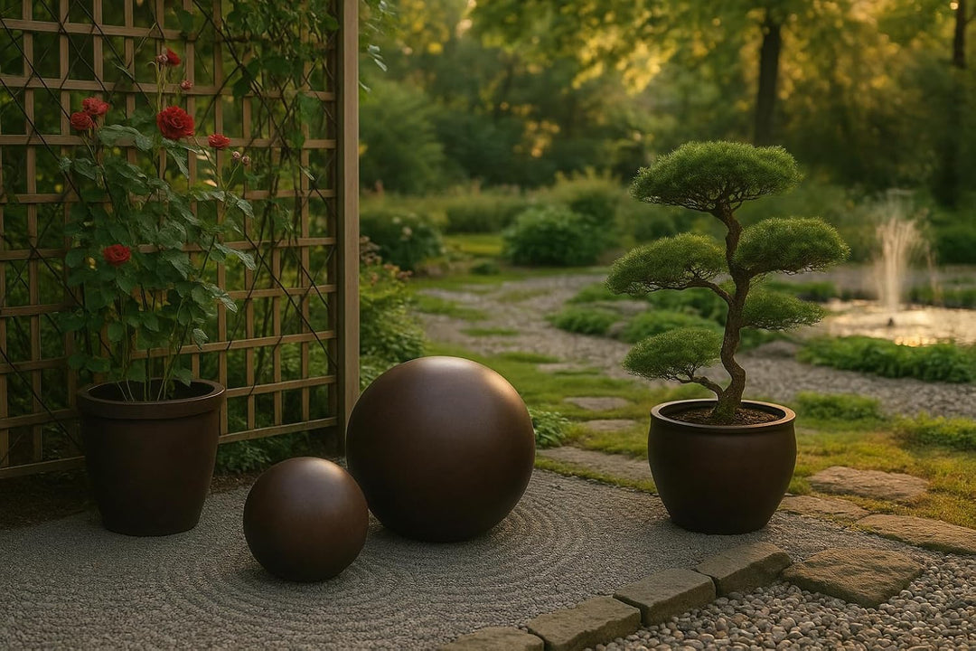 Keramik Kugel 30 cm Gartenkugel Dekokugel Gartenfigur Dekoration aus frostfester, witterungsbeständi