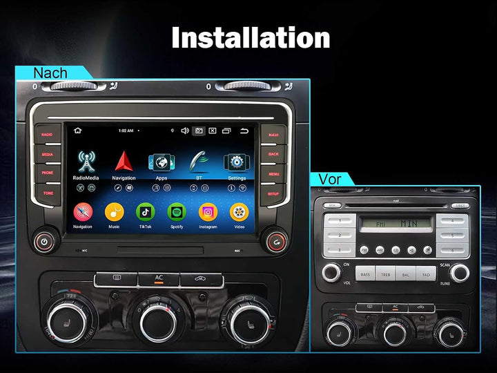 Erisin Android 14 Acht-Kern DAB+ Autoradio Für VW Golf 5 Golf 6 Passat Tiguan Touran Polo Amarok Jet