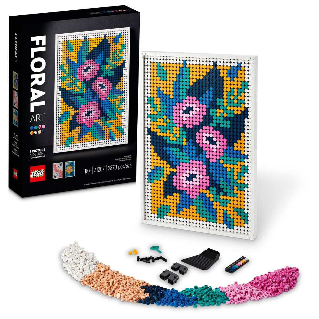LEGO Art Floral Art 31207 Bauset, kreatives botanisches Wanddekor-Projekt, entspannendes DIY-Kit für