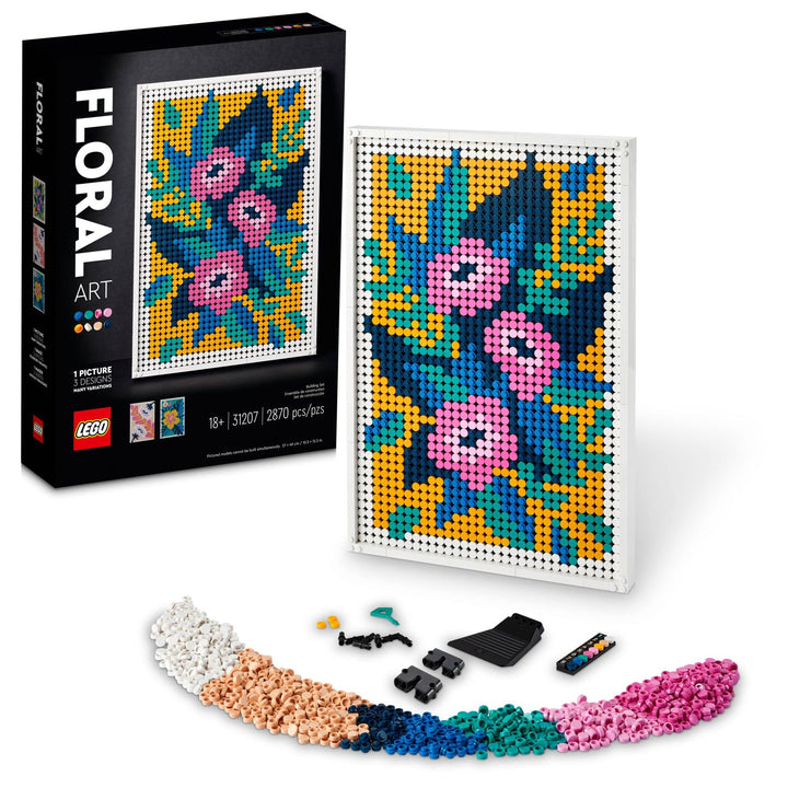 LEGO Art Floral Art 31207 Bauset, kreatives botanisches Wanddekor-Projekt, entspannendes DIY-Kit für