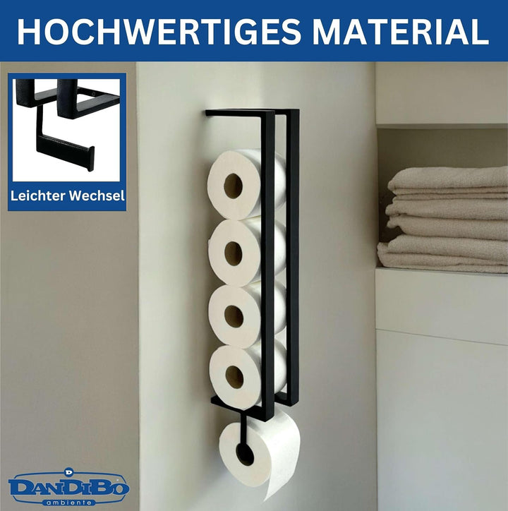 DanDiBo Toilettenpapierhalter Schwarz Wand Metall 96610 Toilettenpapier Aufbewahrung Klopapierhalter