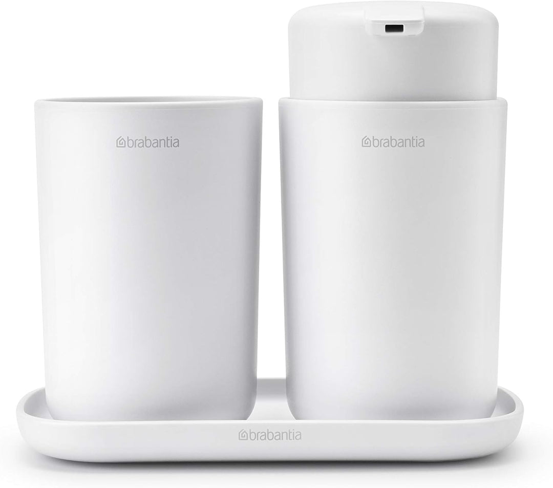 Brabantia Renew Collection Badezimmer-Set, Kunststoff, Weiss, Set of 3 White, White