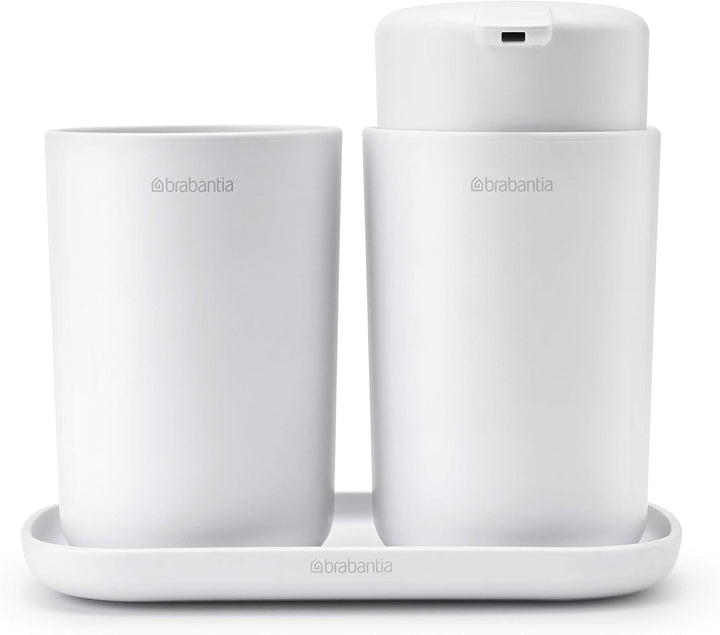 Brabantia Renew Collection Badezimmer-Set, Kunststoff, Weiss, Set of 3 White, White