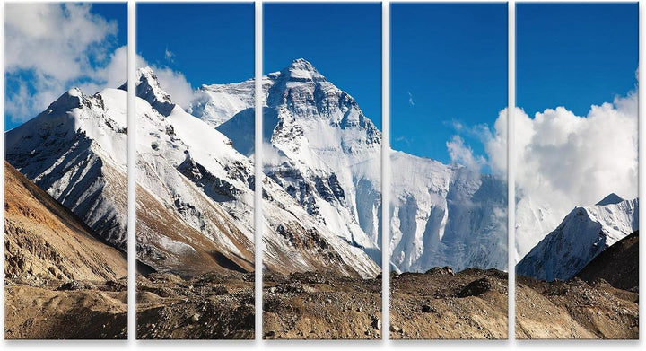 islandburner Bild auf Leinwand Mount Everest Bilder Wandbilder Poster Leinwand 170x80cm - 5 Teile XX