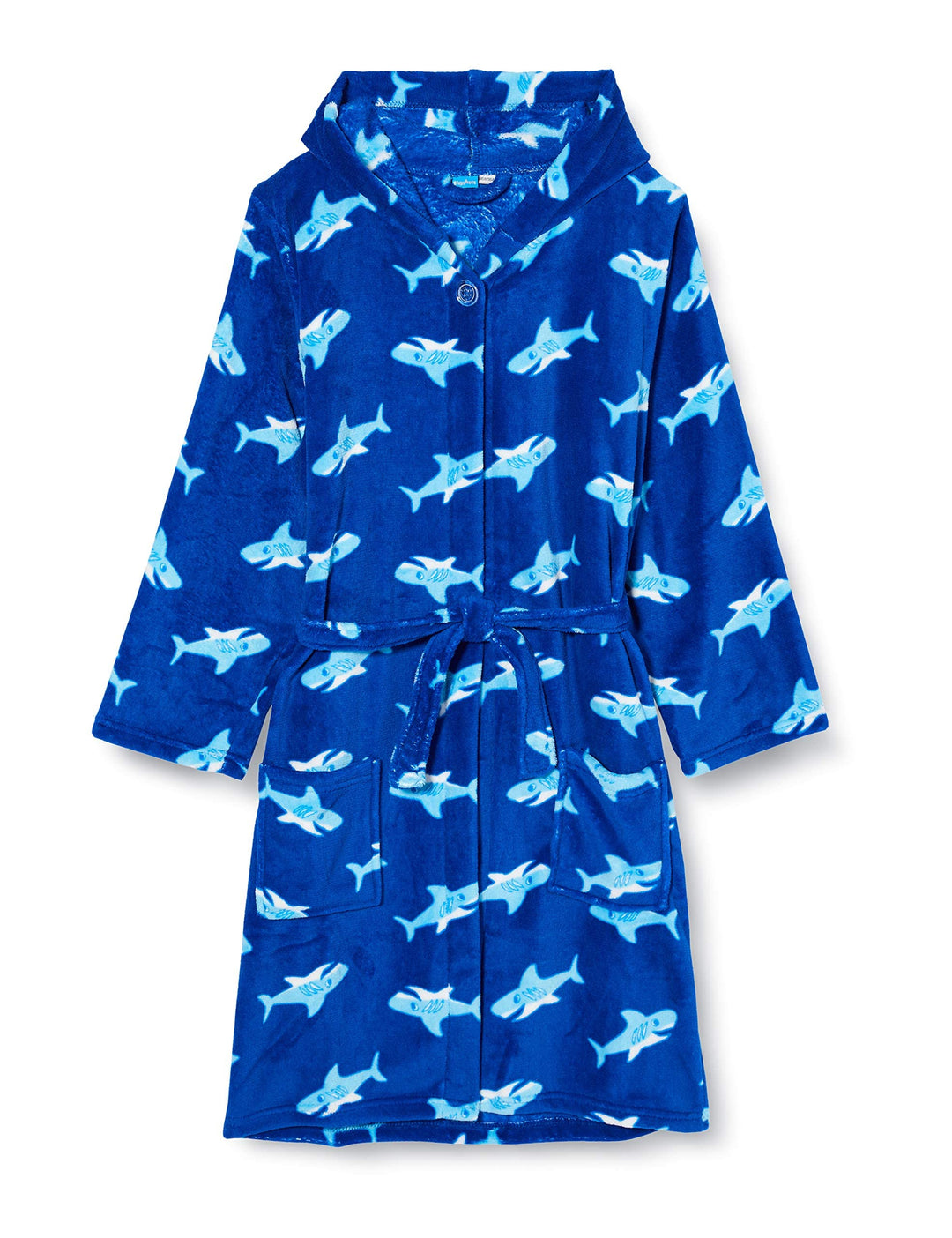 Playshoes DIE MAUS Unisex Kinder Fleece-Bademantel Morgenmantel, Hai