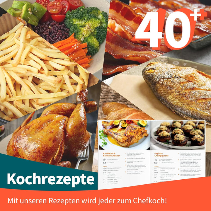aeco COMPACT AirFryer 4,3 Liter, Heissluftfritteuse mit digitalem Touch-Display, 1500 Watt, 80°-200°