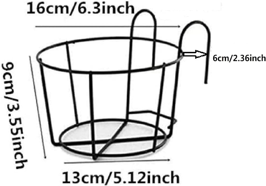 4 Stück hängende Pflanzgefässe Blumentopfhalter Pflanzen Eisen Racks Zaun Metall Topfständer montier