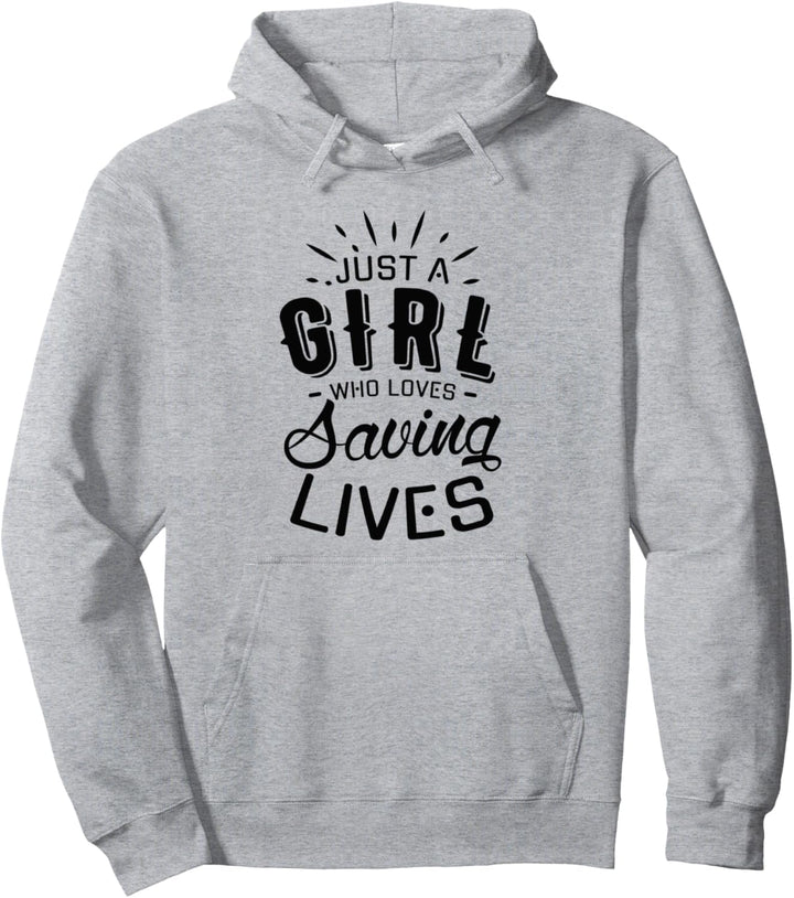Mädchen rettet Leben Ironische Sanitäterin EMT Pullover Hoodie