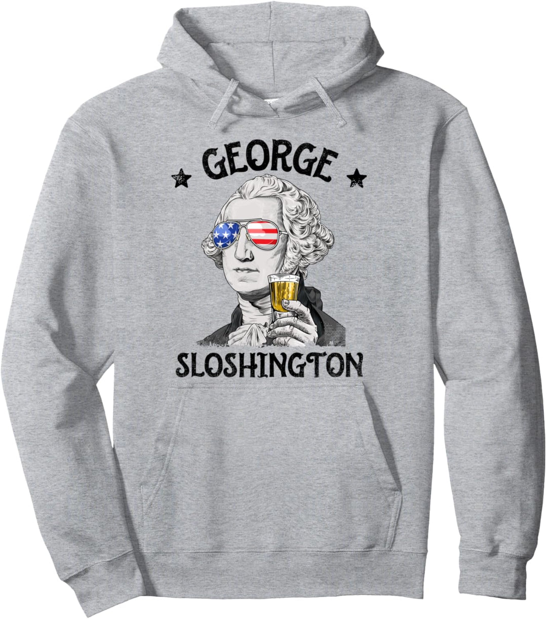 George Sloshington Washington 4th Of July Men Women USA Flag Pullover Hoodie