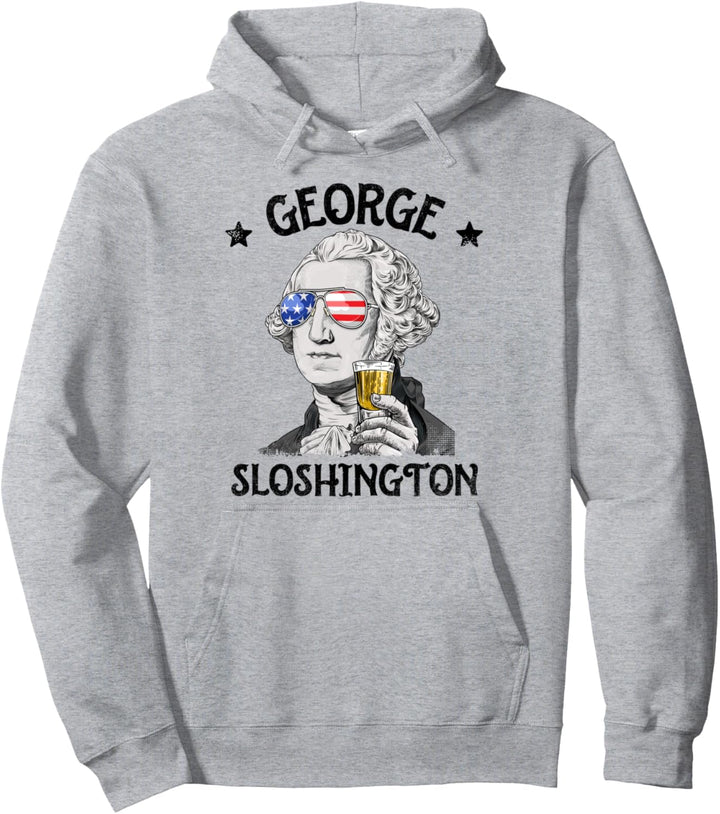 George Sloshington Washington 4th Of July Men Women USA Flag Pullover Hoodie