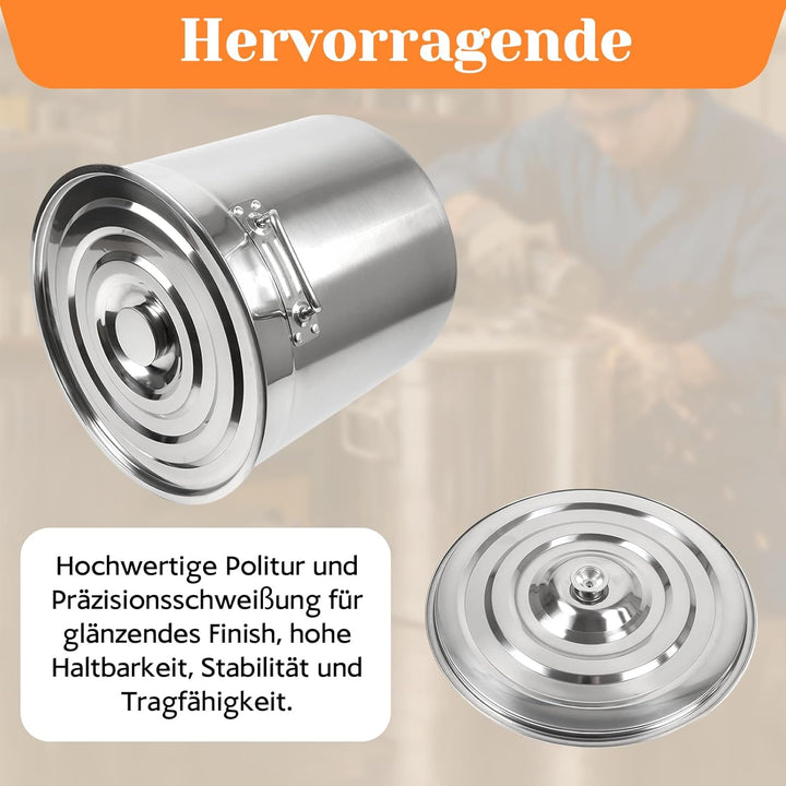 70L Kochtopf, 45cm Topf Gross Edelstahl Suppentopf mit Versenkbarer Deckel und Griffe, Kochtöpfe Hoc