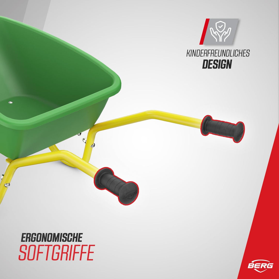 BERG Dempy Schubkarre Kinder Grün/Gelb, Kinderschubkarre, Belastbar bis 40kg, Robust, Langlebig & St