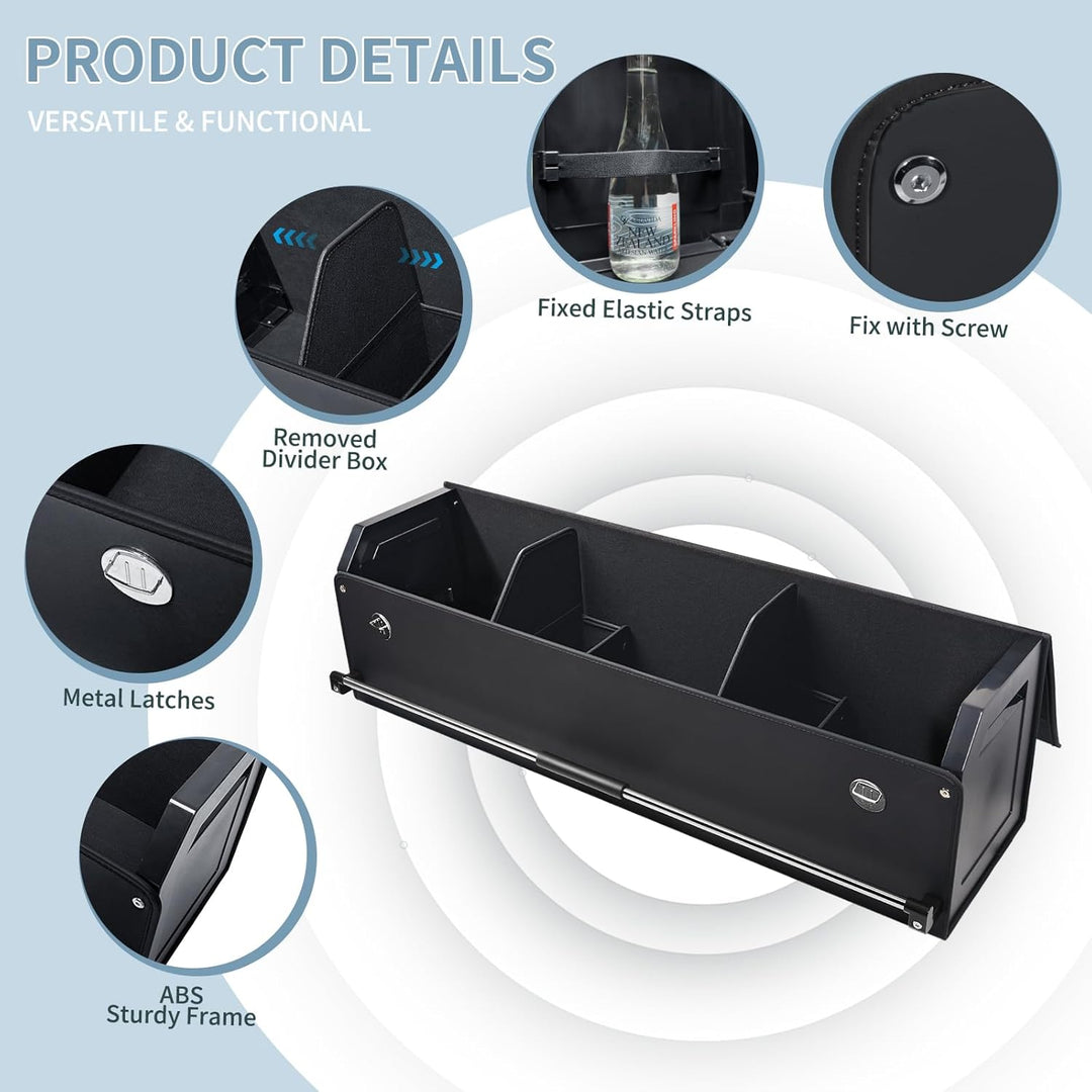 Auto Kofferraum Organizer Gross XXL, Aufbewahrungsbox mit Deckel und Stabilem Griff, 90L Premium Led