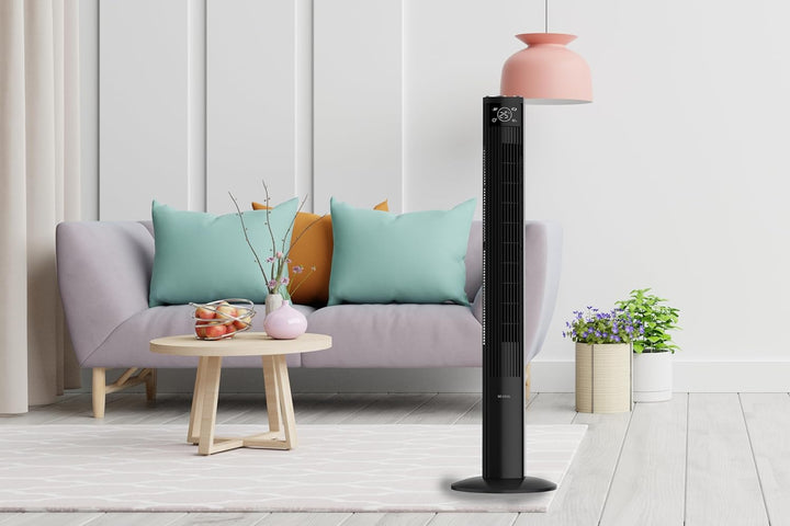 BE COOL Turm-Ventilator – Effektiver Turmventilator für Innenbereich, 3 Geschwindigkeiten, Luftreini
