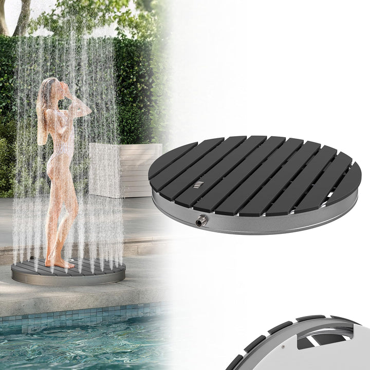 Froadp Gartendusche Campingdusche Aluminium & WPC Bodendusche Holzfarbe Saunadusche mit rutschfeste