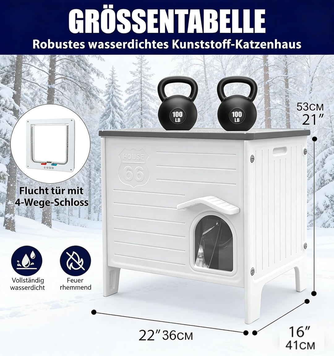 HiCaptain Katzenhaus Outdoor Winterfest Katzen Kunststoff verwildert Outdoor-Katzenhaus Welpenunterk