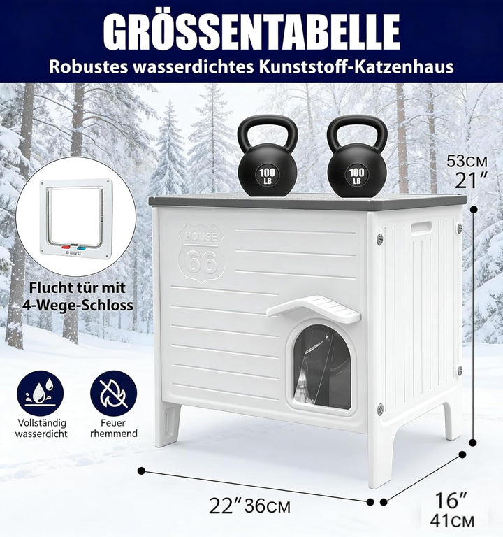 HiCaptain Katzenhaus Outdoor Winterfest Katzen Kunststoff verwildert Outdoor-Katzenhaus Welpenunterk
