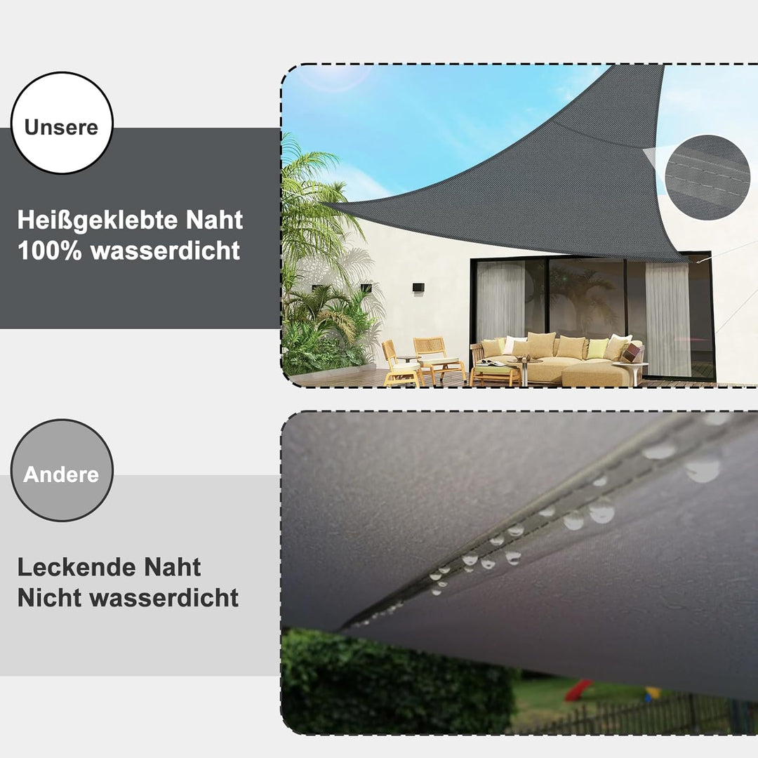 SUNNY GUARD Sonnensegel Wasserdicht 4x4x4m Dreieckig Sonnenschutz Wetterschutz Segel Baldachin UV Sc