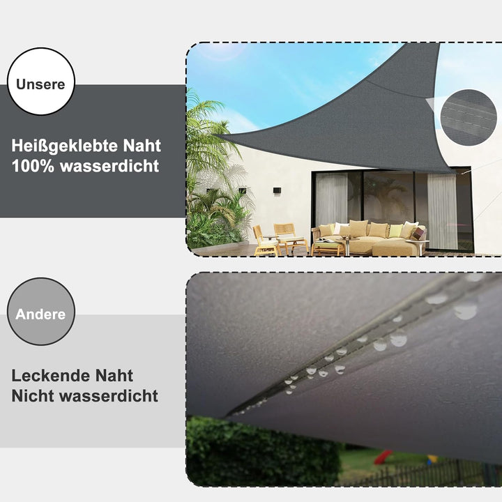 SUNNY GUARD Sonnensegel Wasserdicht 4x4x4m Dreieckig Sonnenschutz Wetterschutz Segel Baldachin UV Sc