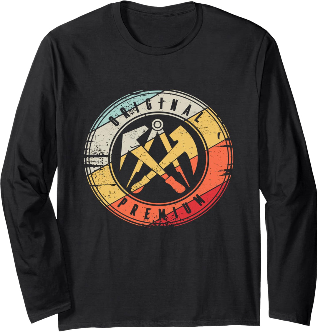 Retro Vintage Dachdecker Zunft Symbol Zunftzeichen Langarmshirt