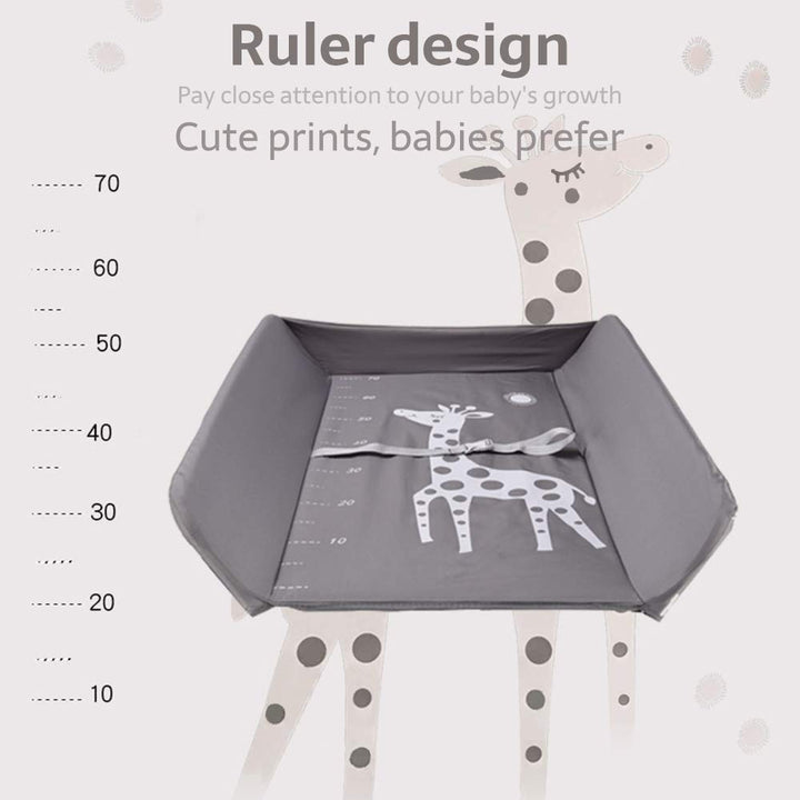Baby Wickeltisch Klappbar, Höhenverstellbare Wickelkommode mit Sicherheitsgurt und Stauraum, Tragbar