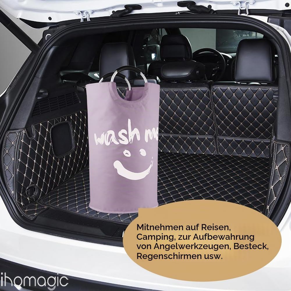 IHOMAGIC 115L Faltbare Wäschekörbe Wäschebehälter mit Aluminiumgriffen, Grosse Wäschesammler, Reise
