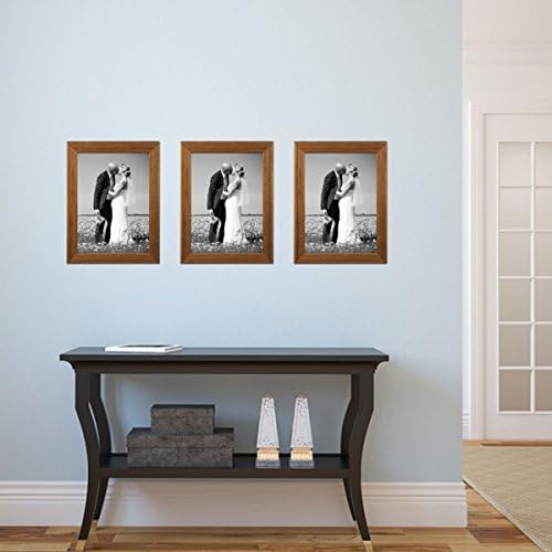 PHOTOLINI Bilderrahmen A4 21x30 cm Holz Eiche-Optik Landhaus-Stil, 3er Set Holz-Rahmen, Made in Germ