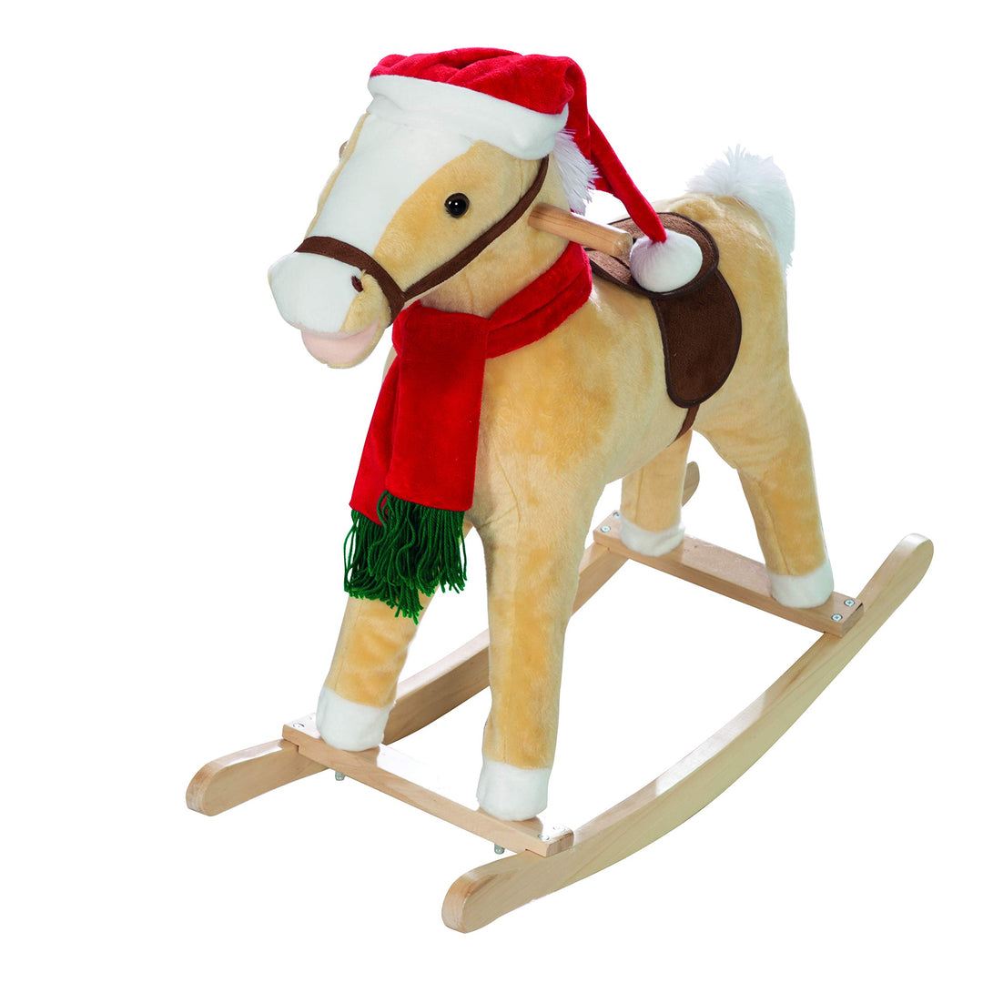 roba Schaukelpferd, mit Weihnachtsmütze & Schal, gepolstert, Sattel, Sound, 63x31x73cm, ab 24 Monate