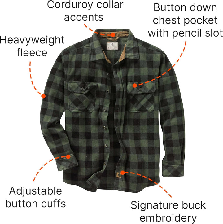 Legendary Whitetails Navigator Fleece-Herrenhemd mit Knopfleiste M Grün, M Grün