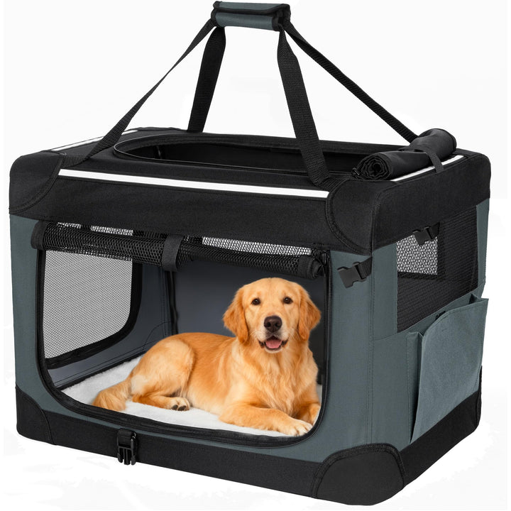 Hundebox Faltbar, Hundetransportbox Tragbare mit 3-Türen,106,7 x 71,2 x 71,2 cm, Transportbox Hund A