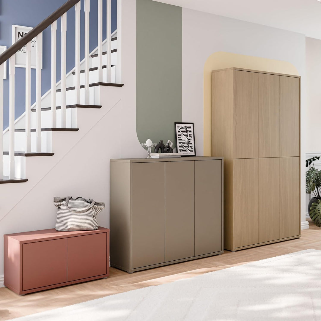 Forte ALICE SPRINGS Schuhschrank 100 110, modern-minimalistisch, 3-türig, Flurschrank, Holzwerkstoff