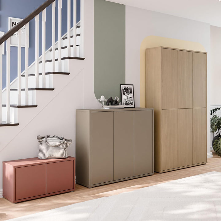 Forte ALICE SPRINGS Schuhschrank 100 110, modern-minimalistisch, 3-türig, Flurschrank, Holzwerkstoff