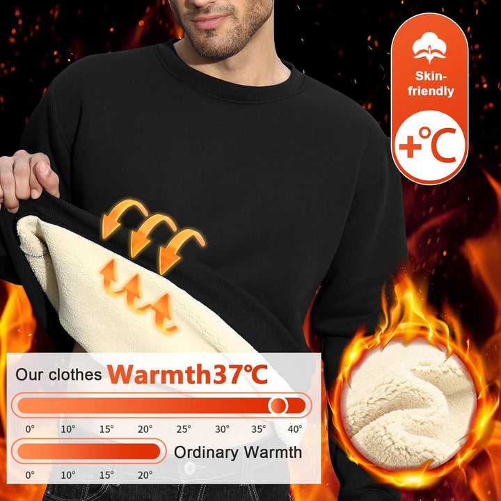 PASUDA Herren Sweatshirt Winter Warm Fleece Pullover Herren Langarm Pulli mit Rundhalsausschnitt Bas