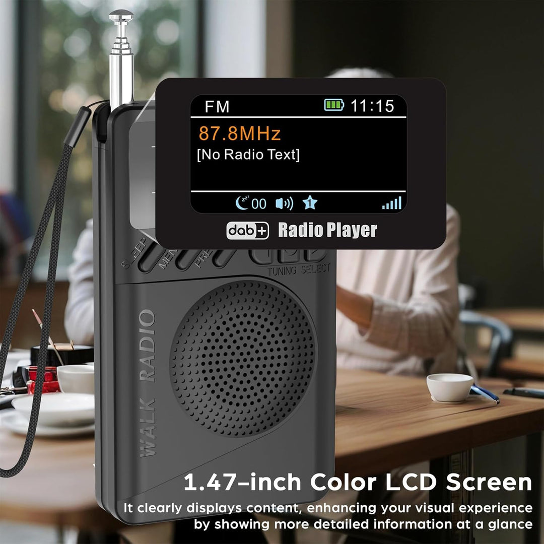 Pocket DAB Radio Tragbares, Persönliches FM/DAB+ Digitalradio mit Bluetooth-Lautsprecher Farbdisplay