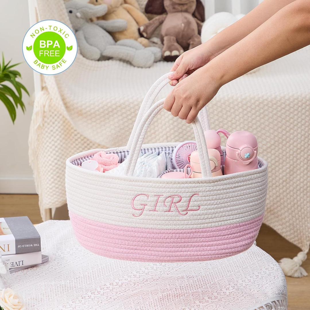 3-Fach Windelhalter Korb – Organizer Babygurt mit abnehmbarem Teiler – Windelhalter, Tücher, Wechsel