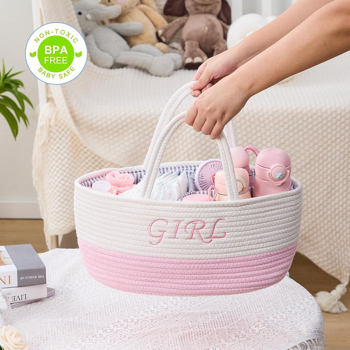 3-Fach Windelhalter Korb – Organizer Babygurt mit abnehmbarem Teiler – Windelhalter, Tücher, Wechsel