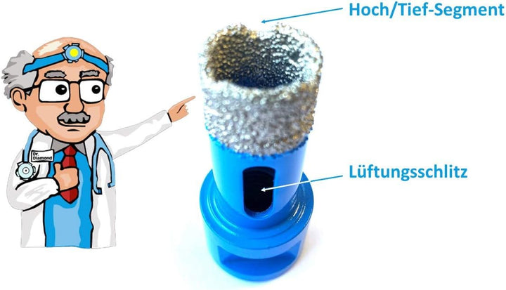 Dr. Diamond | Diamant Fliesenbohrer Blue Diamond für Fliesen & Feinsteinzeug Lochsäge für Winkelschl