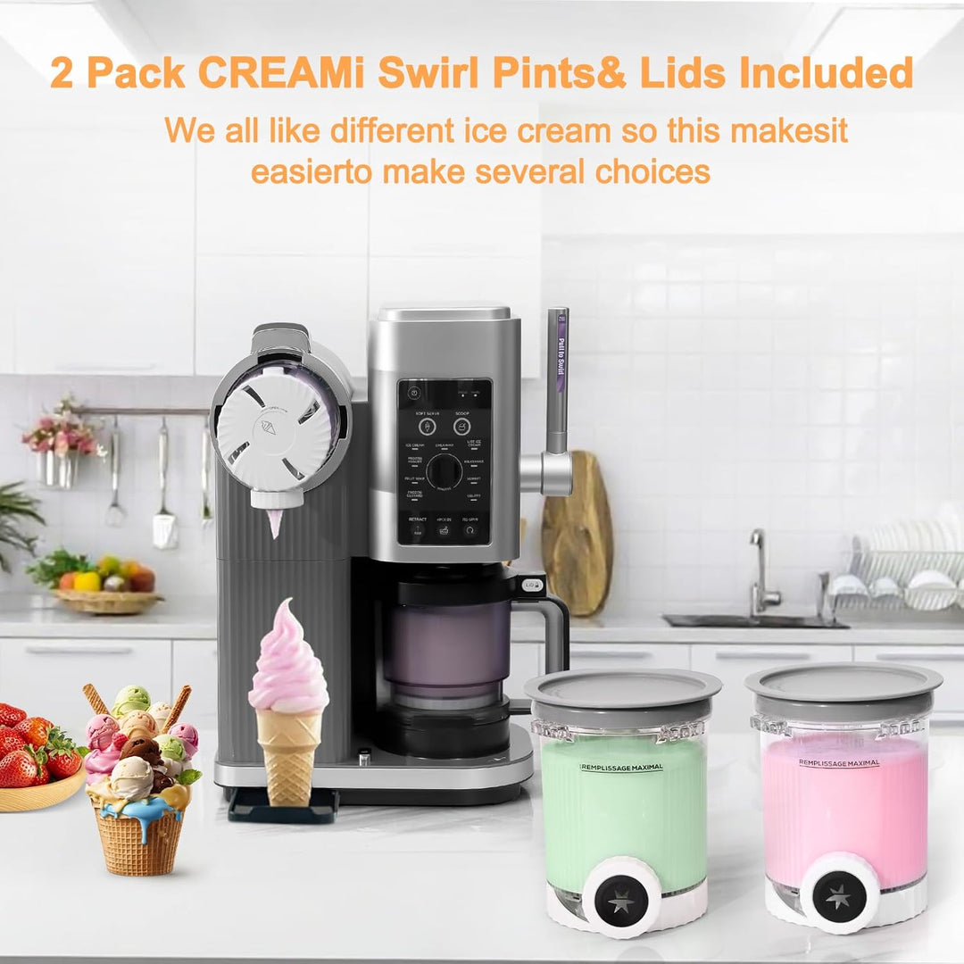 2 Stück Ersatz Behälter Ninja Swirl CREAMi - Kompatibel mit Ninja Creami NC701 & NC700 Serie Eismasc
