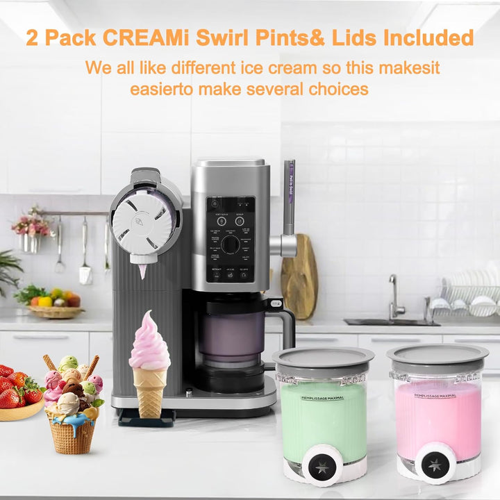 2 Stück Ersatz Behälter Ninja Swirl CREAMi - Kompatibel mit Ninja Creami NC701 & NC700 Serie Eismasc