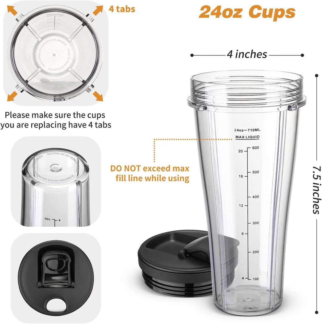 2 Pack Replacement Cups with Sleeves for Ninja Blender – Compatible with Ninja Food Processor & Mixe