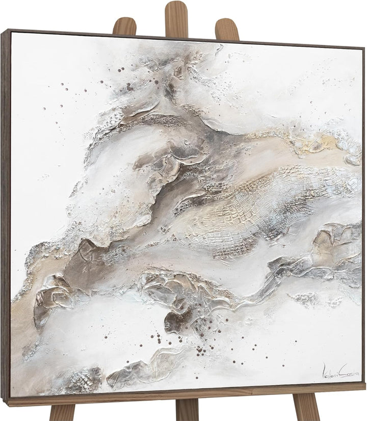YS-Art XXL Design Abstrakt Acryl Gemälde auf Leinwand mit Rahmen Erschaffung handgemalte Wandbilder