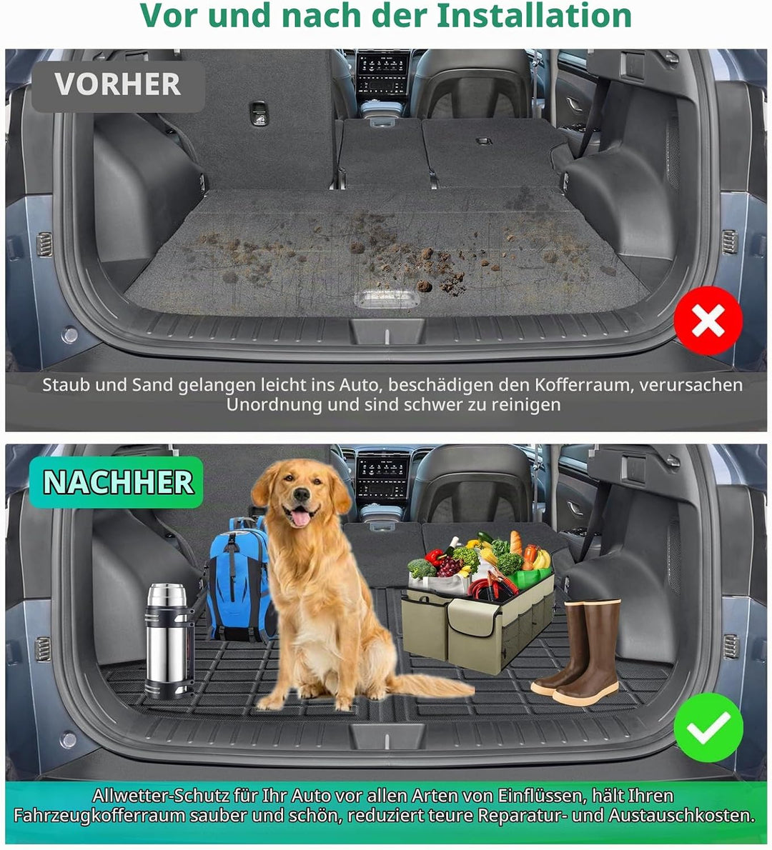 GAFAT Kompatibel mit Hyundai Tucson NX4 IV 2021-2024 2025 Kofferraummatte, Leicht zu Falten, Tucson
