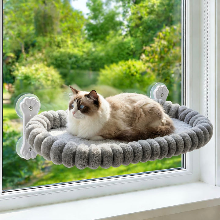 Homegroove Katzen-Fensterliege, 60 x 30 cm Faltbare Katzenhängematte für das Fenster mit 4-seitiger