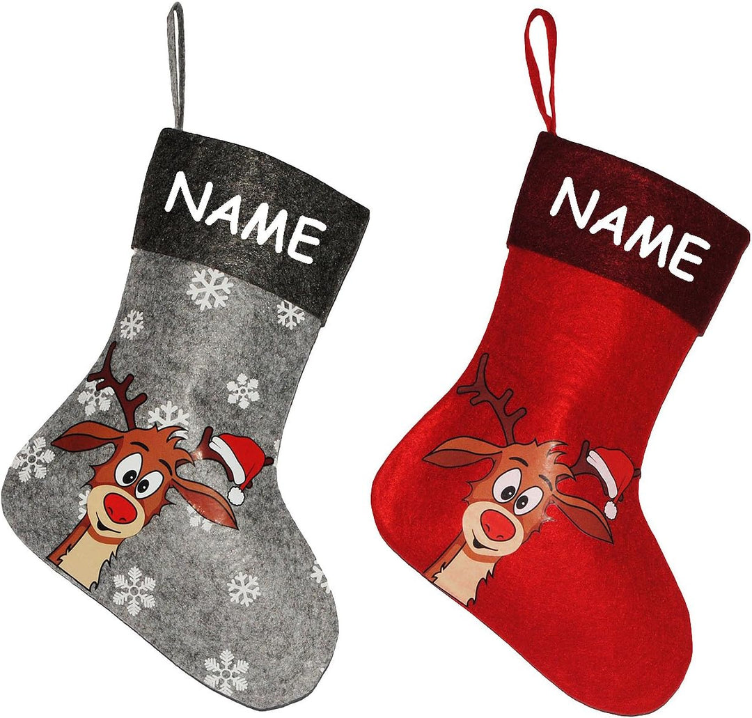 6 TLG. Set: Weihnachtssocke - Didi das kleine Rentier/Weihnachten - Filzstrumpf & Nikolausstrumpf -